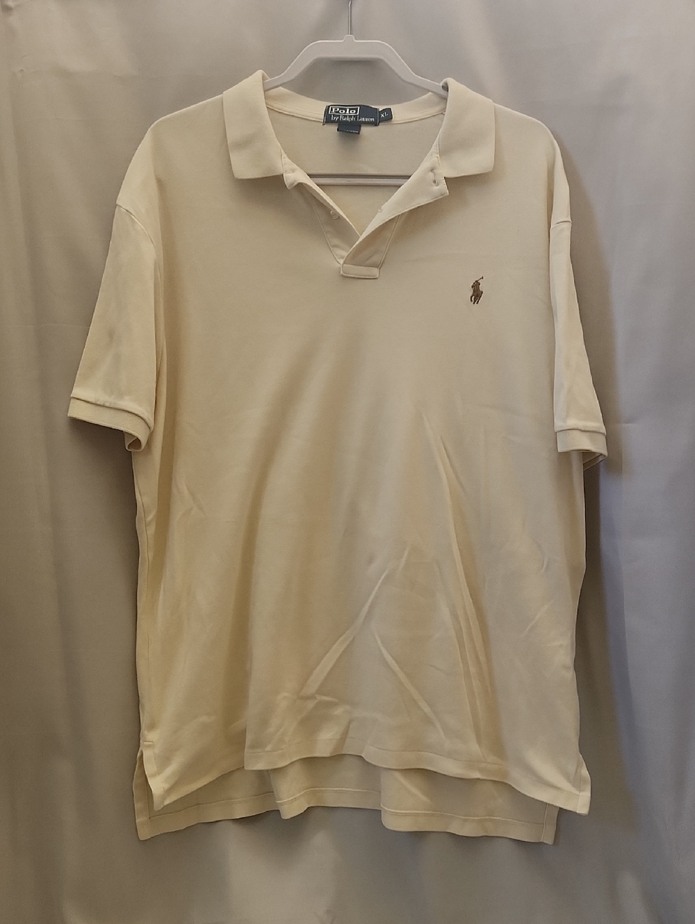 Polo by Ralph Lauren Men's Cream Polo with Embroidered Pony